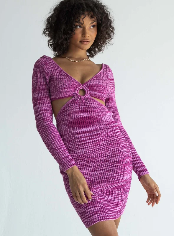 Lucia Cut Out Mini Dress Purple Discounts On Casual Weekend Styles