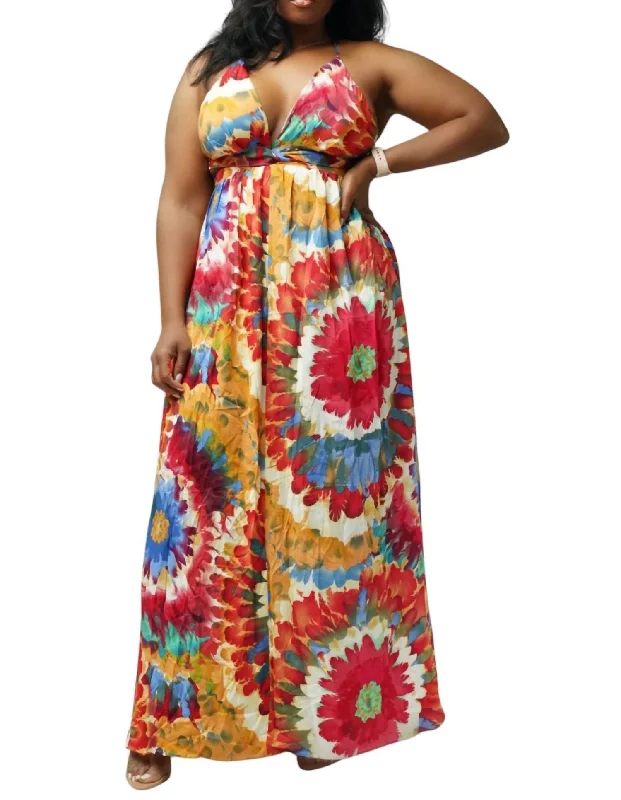 Bid Farewell To The Old Season Sleeveless Maxi Dress In Red Multi Spring Wardrobe