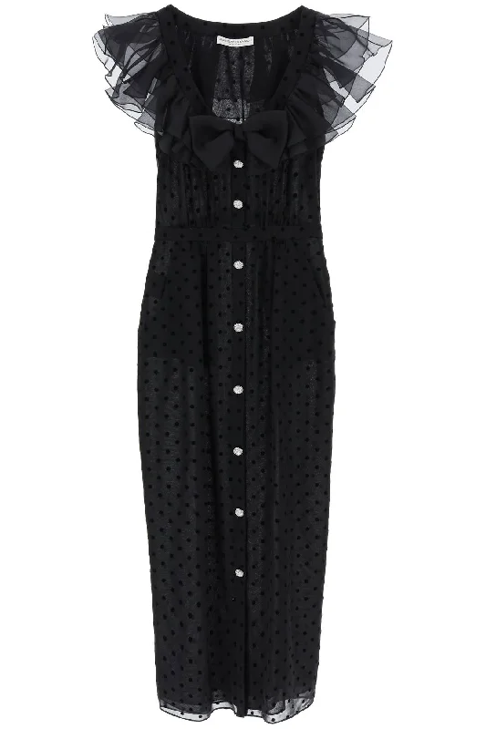 Alessandra Rich Women's 'Polka Dot Midi Dress In Ge Romantic Date - Night Ensemble