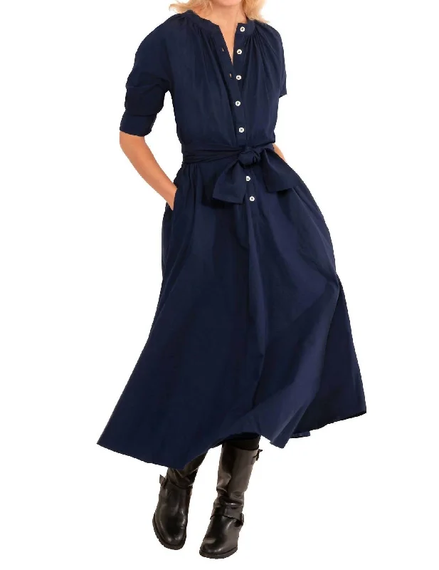 Martha Midi Dress In Navy Limited - Time Bundle