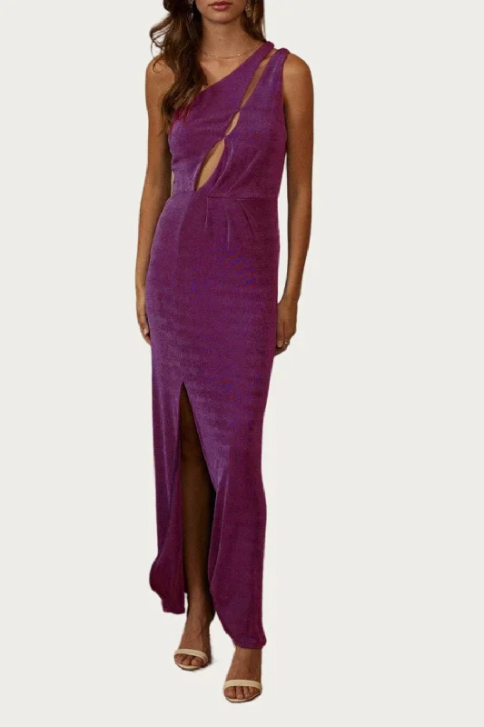 One-Shoulder Stretch-Jersey Cutout Maxi Dress In Orchid Spring Wardrobe