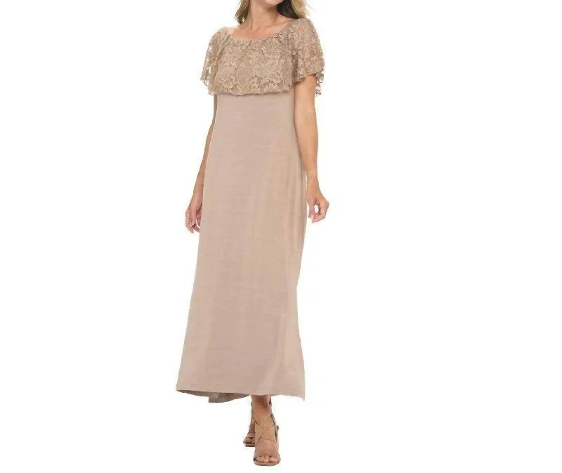 Lace Maxi Dress In Toast Early Access To Art Deco Styles Sale