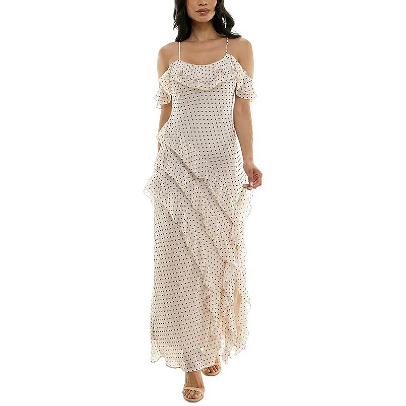 Chic Style, Always In Vogue Juniors Womens Scoop Neck Ruffled Maxi Dress Playful Elegance Chic Style, Always In Vogue Juniors Womens Scoop Neck Ruffled Maxi Dress Playful Elegance