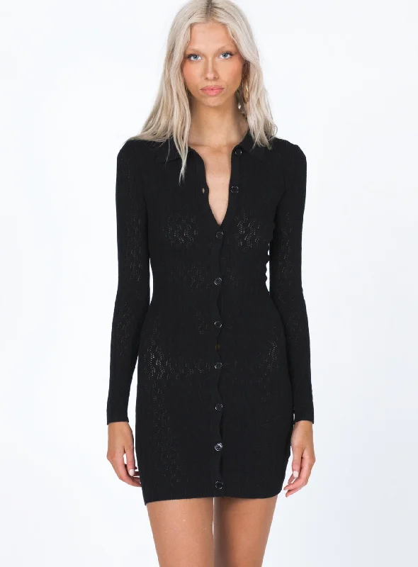 Zayda Long Sleeve Mini Dress Black Fashion-Forward