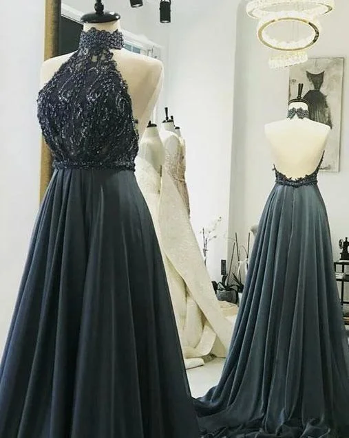 Sexy Sleeveless Halter Open Back Long Prom Dresses, Evening Party Gown    cg14615 Coastal Beach - Inspired Style