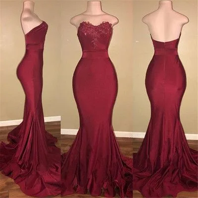 Strapless Burgundy Prom Dresses Long Mermaid Evening Gowns   cg19421 Contemporary Elegance