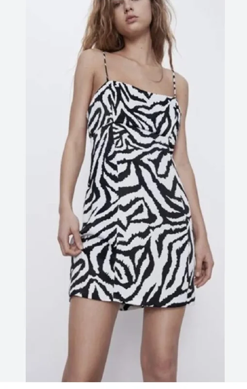 Zara satin zebra print mini dress - Medium Update With Cottagecore Styles