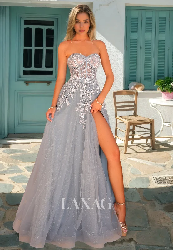 Sweetheart Sleeveless Pleated Glitter-Knit Party Dress Off-Shoulder Applique Floor-Length A-Line Prom Dress Grab Romantic Date - Night Styles Now