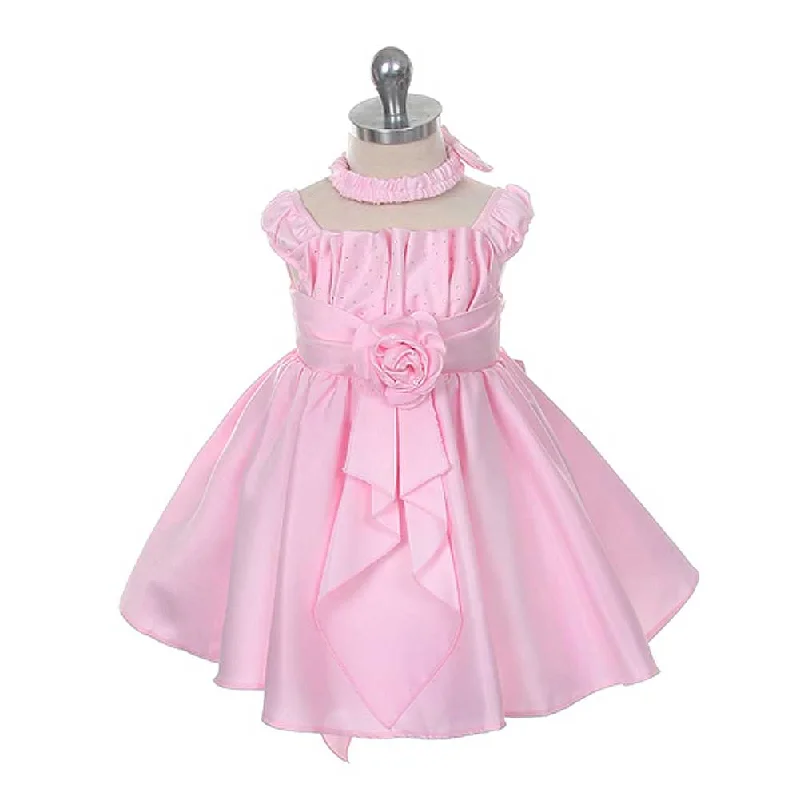 Pink Satin Jewel Ruffle Pageant Dress Baby Girls 6M-24M Fashion Sale