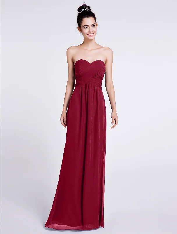 Sheath / Column Bridesmaid Dress Sweetheart Sleeveless Elegant Floor Length Chiffon with Criss Cross Save On Inspired Styles