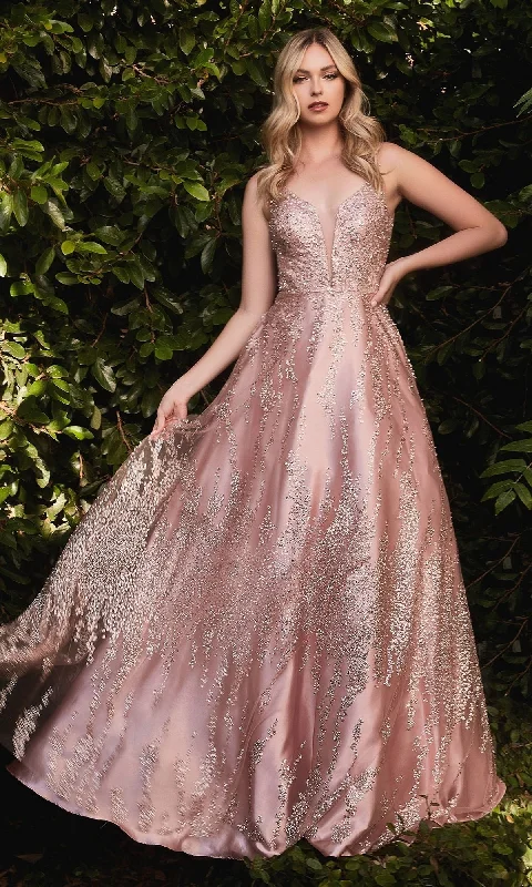 Rose Gold Long Glitter-Print Prom Ball Gown J819 Rustic Countryside Charm Look