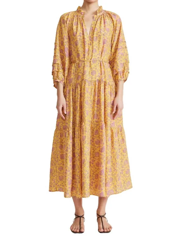 Trinidad Maxi Dress In Sunfaded Floral Yellow Summer Splash Sale