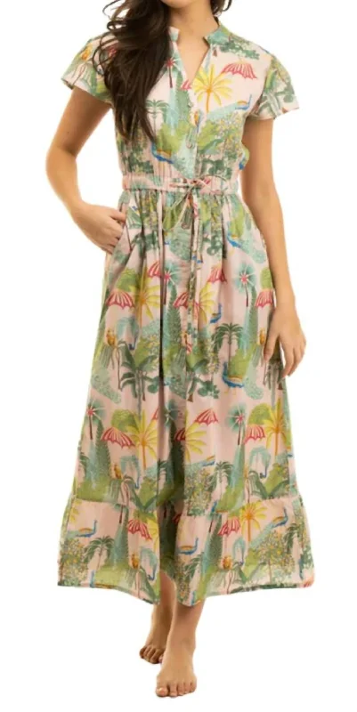 Flutter Midi Dress In Green Dreamy Draping