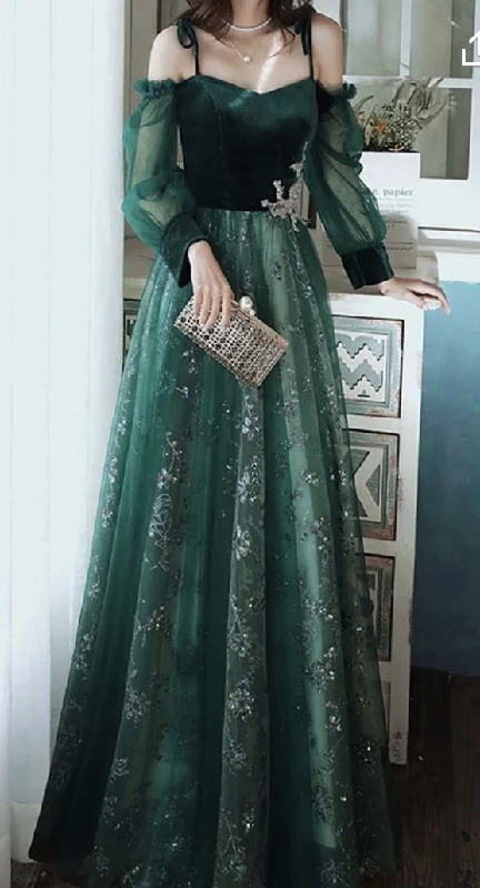 elegant dark green lace gown Prom Dress,   cg16016 Boho - Chic Festival - Ready Style