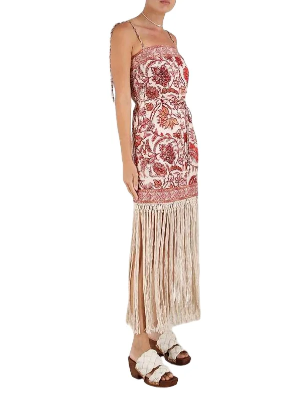 Women's Vitali Fringe Mini Dress In Sepia Floral Fashion Deal