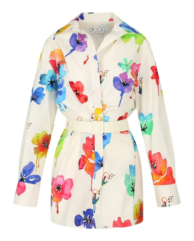 Floral Print Belted Dress Chic Style