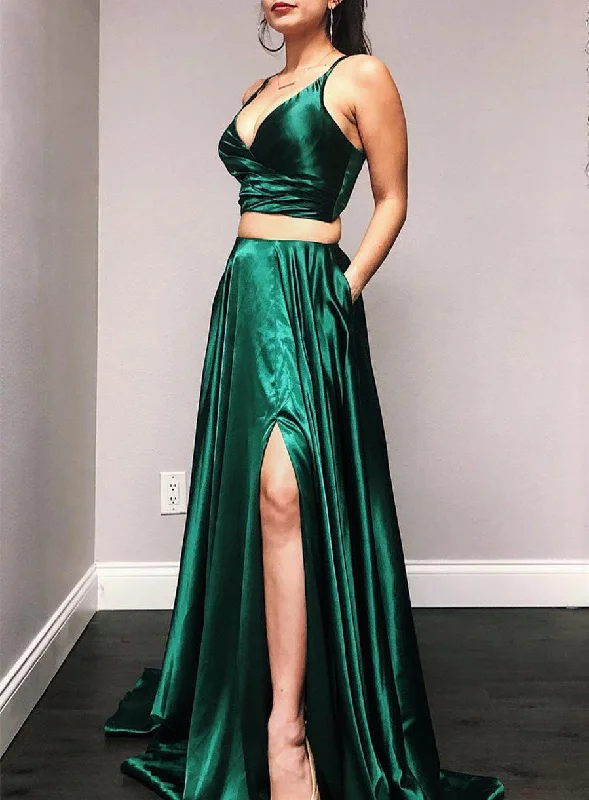 Women V-Neck Prom Dresses Long Side Slit Evening Gowns Formal Party Dress YPD249 Chic Urban Fashion Look