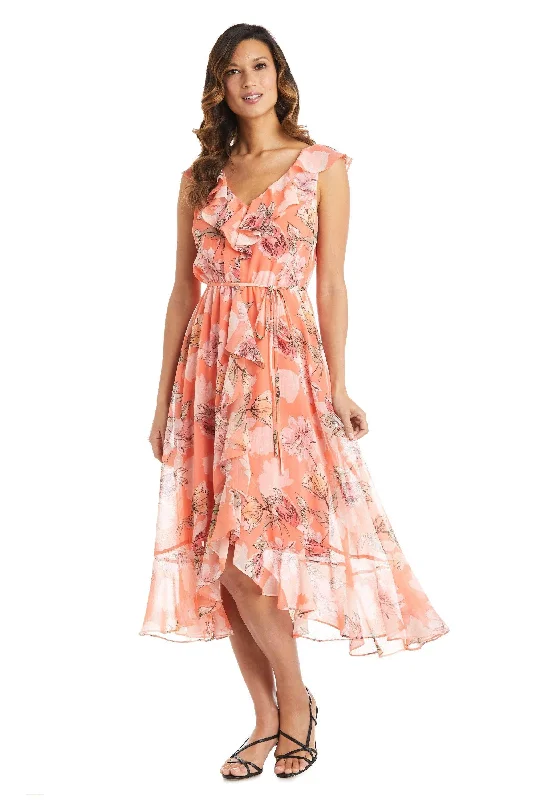 R&M Richards 7804 High Low Print Chiffon Dress Sale Casual Weekend Relaxed Style