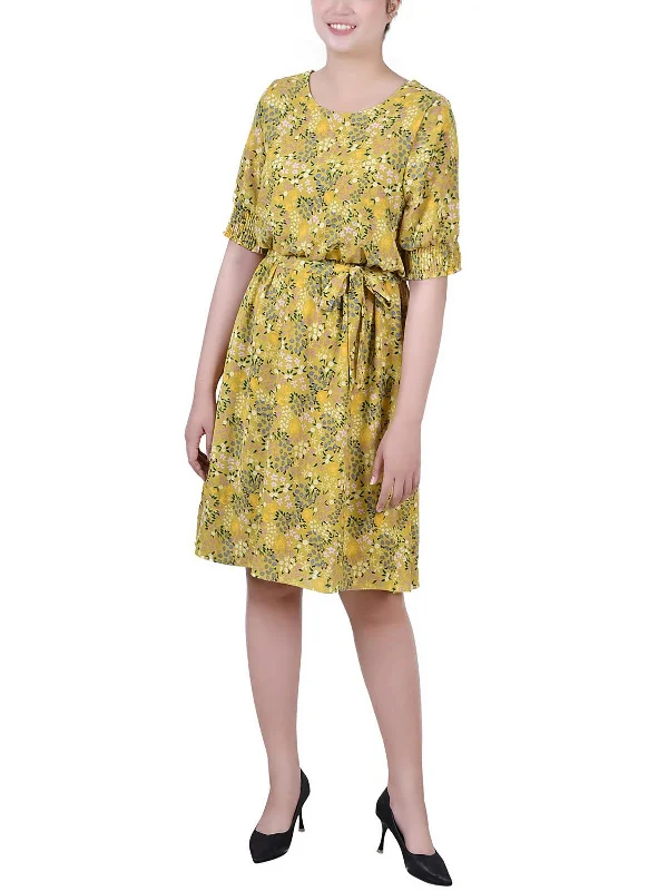 Womens Crepe Floral Print Midi Dress Summer Essentials