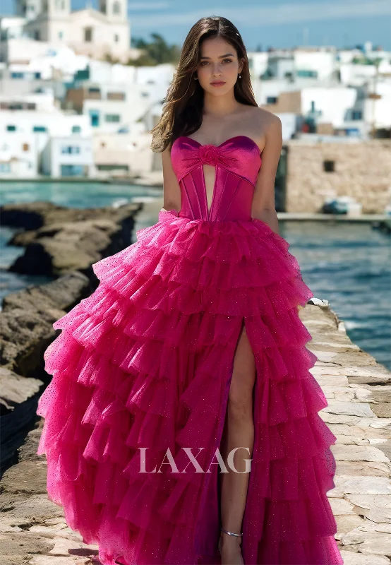 Spaghetti Straps Sweetheart Sleeveless Pleated Beaded Cutout Tiered A-Line Prom Dress Great Deals On Ethnic Cultural Wear