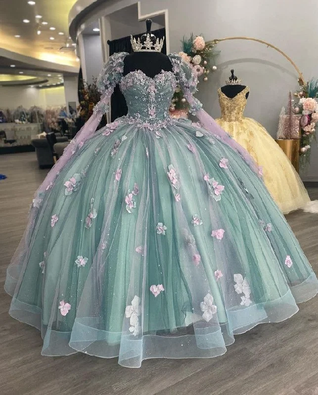 Princess Sweetheart Ball Gown Quinceanera Dresses Beaded Celebrity Party Gowns With 3D Flowers  Y2982 Now On Sale For Chic Urban Styles