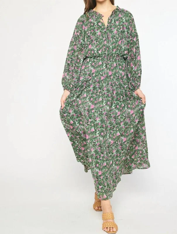 Floral Maxi Dress In Orchid Forest Wardrobe Essentials