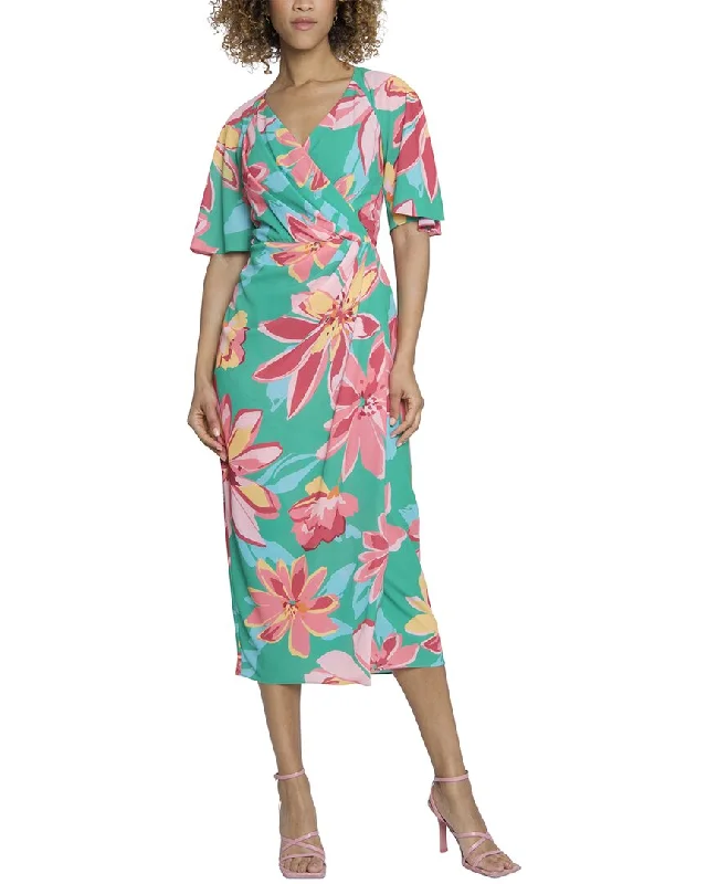 Maggy London Freesia Floral Midi Dress Special Occasion Wear