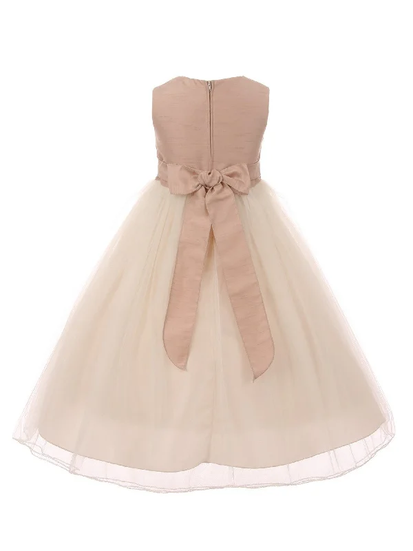 Little Girls Vintage Rose Satin Tulle Classic Flower Girl Dress 2-6 Playful Elegance