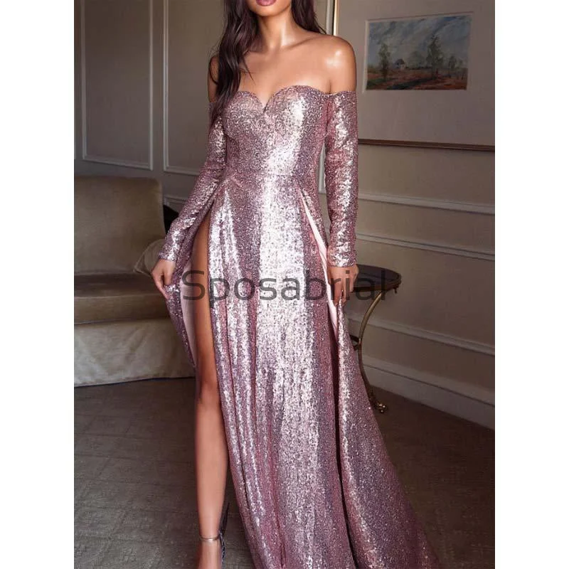 Sparkly Sequin Sexy Long Sleeves Sweetheart Fashion Prom Dresses PD2094 Effortless Sophistication