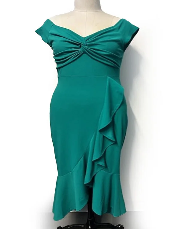 Mavia Mermaid Bodycon Plus Size Cocktail Dress in Emerald Special Offer