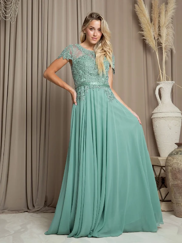 Long Mother of the Bride Beaded Chiffon Formal Gown Winter Warm - Up Sale