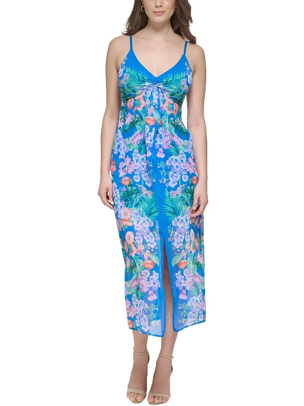 Womens Floral Print Chiffon Maxi Dress Alluring Design