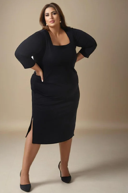 Plus Size Black Bodycon Dress Limited - Stock