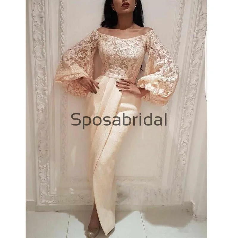 Long Sleeves Lace Off the Shoulder Mermaid Formal Elegant Modestt Prom Dresses, Prom dress PD1884 Hollywood Glam Award - Show Style