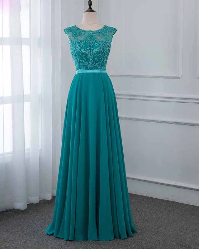 Turquoise Long Lace Chiffon Prom Dresses Party Gown PL2145 Flash Sale