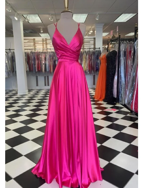 A-Line Prom Dresses Sexy Dress Formal Floor Length Sleeveless Spaghetti Strap Bridesmaid Dress Charmeuse with Slit Elegant Style