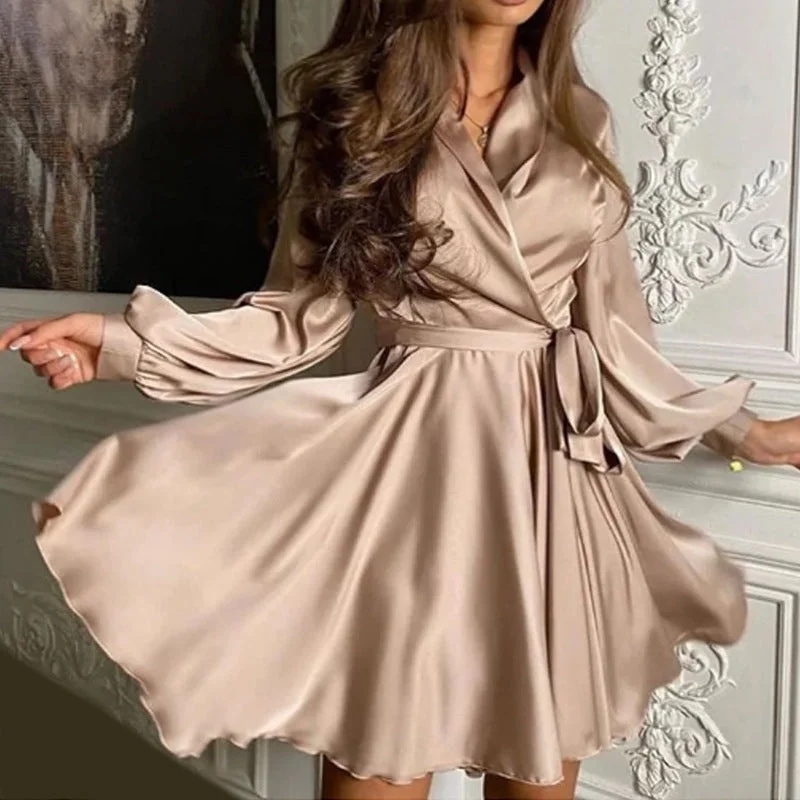 Special Event Satin Mini Dress Elegant Style