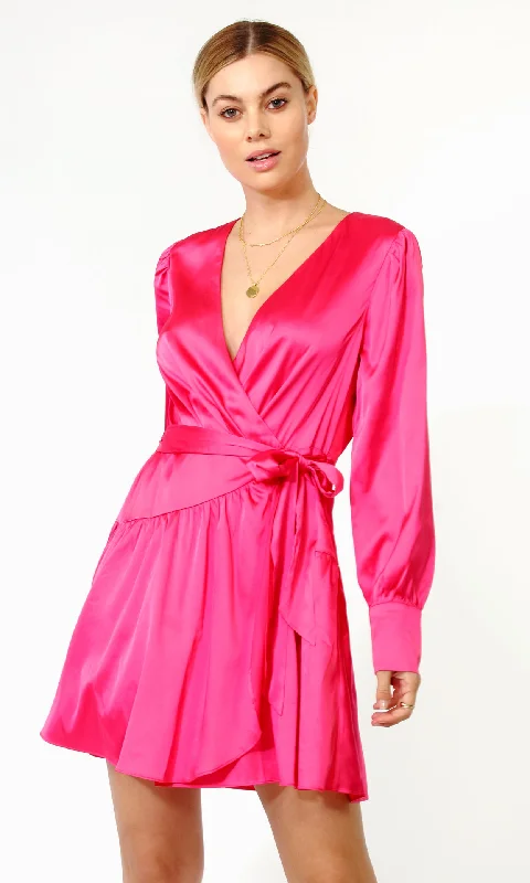 Ester Satin Wrap Dress Big Savings On Minimalist Office Styles