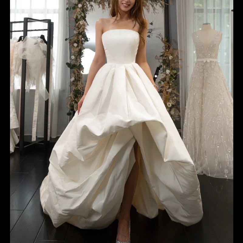 Straight High Low Above the Knee Wedding Dress with Pocket Limited - Time Bundle