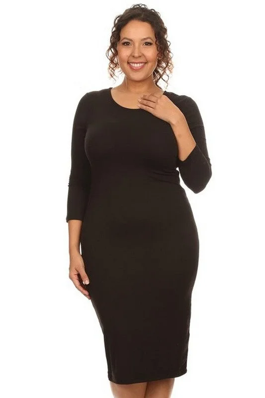 Basic Bodycon Dress in Black PLUS Special Occasion Wear