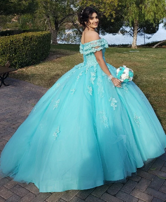 Off The Shoulder Lace Tulle Ball Gown Princess Dress Y3087 Classic Timeless Elegant Style