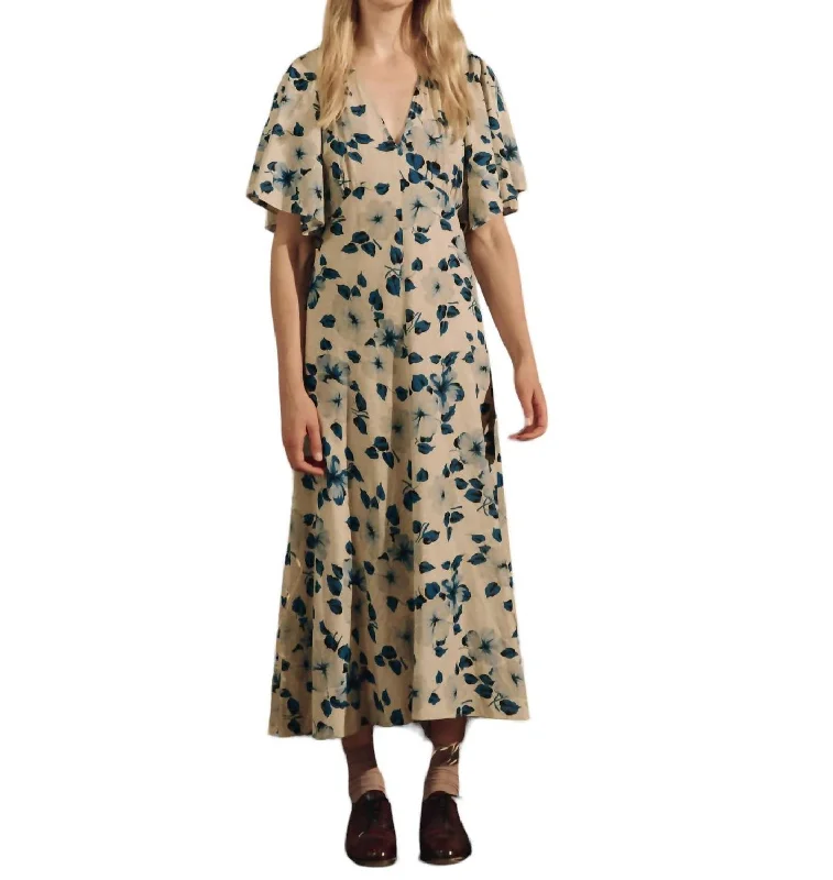 Crescent Maxi Dress In Deep Meadow Floral Special Offer