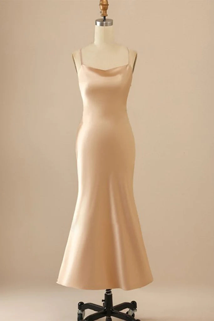 Julissa Spaghetti Straps Trumpet/Mermaid Natural Waist Sleeveless Taffeta Bridesmaid Dresses Effortless Sophistication