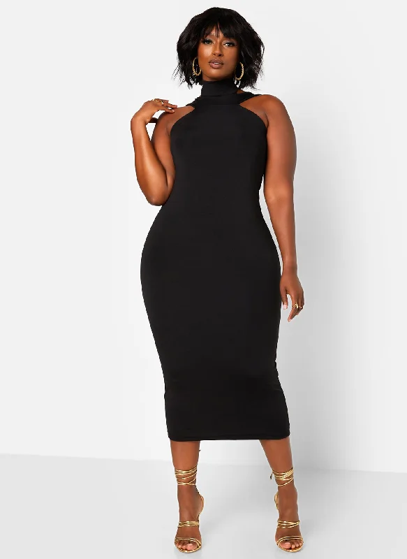 Poise Cotton Midi Bodycon Dress Classic Charm