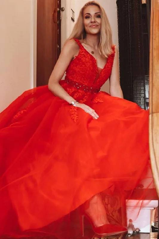 formal red ball gown prom dresses, elegant lace prom dresses  cg7479 Fashion Deal