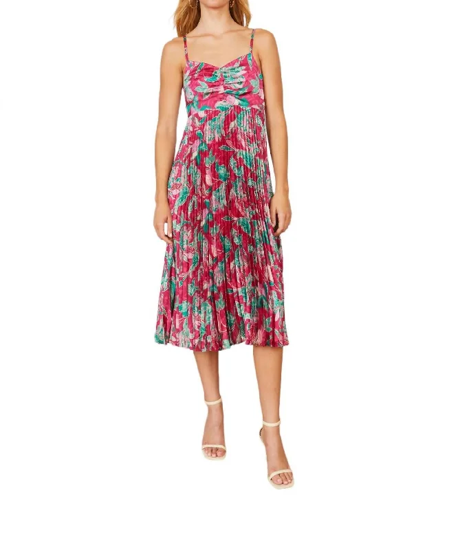 Donna Midi Dress In Raspberry Floral Clearance Event