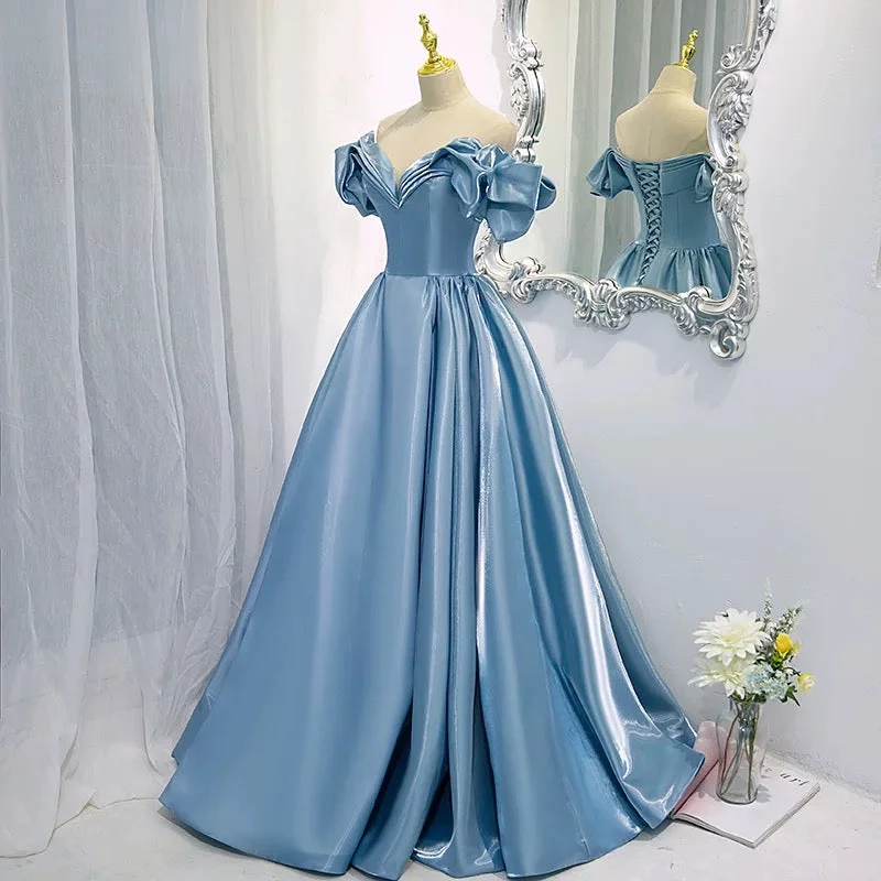 Modest Ball Gown Off The Shoulder Long Light Sky Blue Sweet 16 Dress Prom Dresses C1657 Nordic Minimalist Home Look