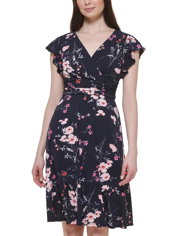 Womens Floral Print Polyester Fit & Flare Dress Wardrobe Essentials