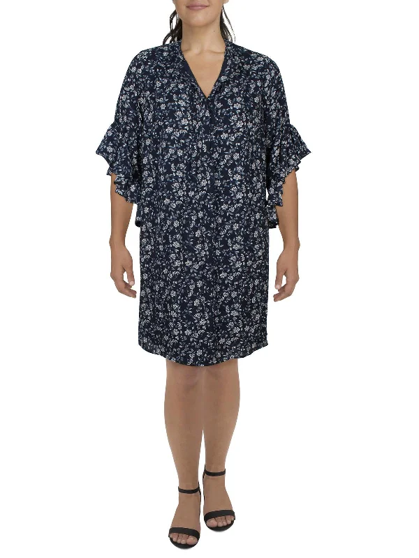 Plus Womens Knee Length Floral Print Shift Dress Seasonal Sale