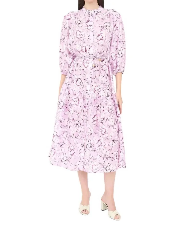 Lana Dress In Pink Vintage Floral Hollywood Glam Award - Show Style